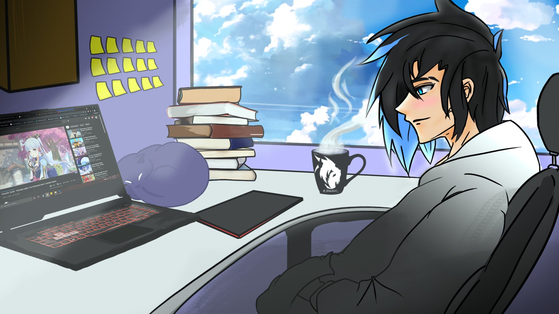 Blackiri sitting 