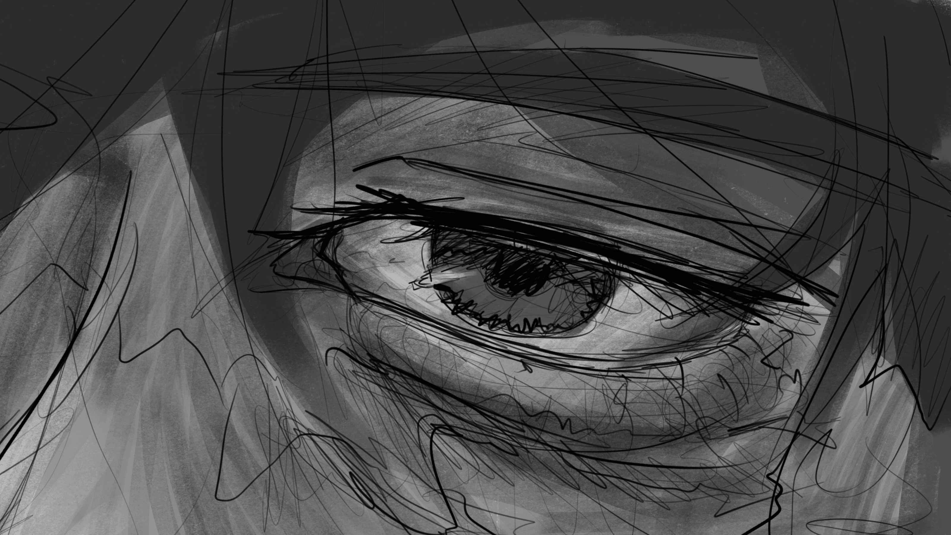 Close-up sketch of an eye